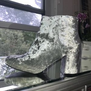 Silver Velvet Booties
